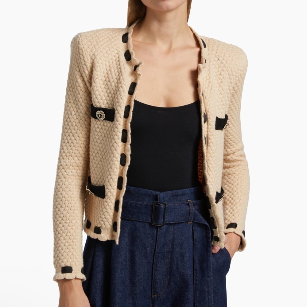 L'AGENCE Cream and Black Cardigan - Picture 2 of 11